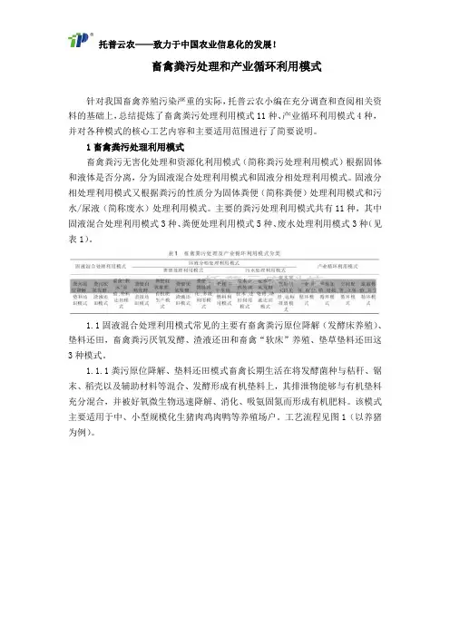 畜禽粪污处理和产业循环利用模式