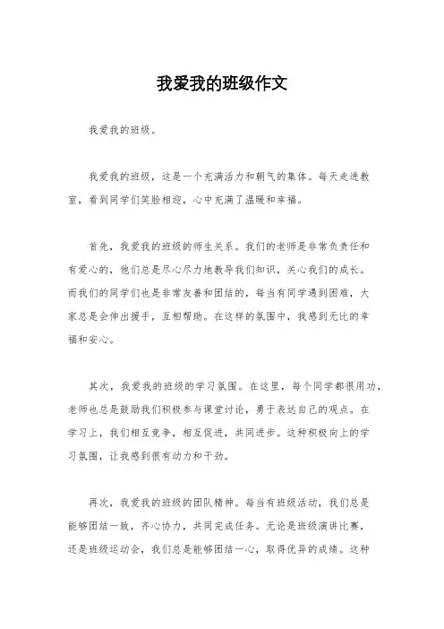 我爱我的班级作文