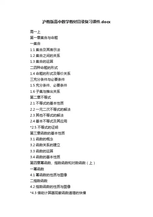 沪教版高中数学教材目录复习课件.docx
