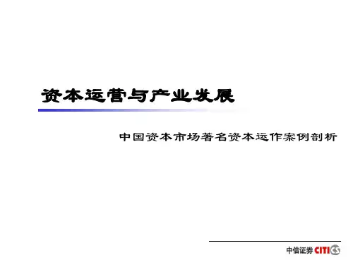 中国资本市场著名资本运作案例剖析资料