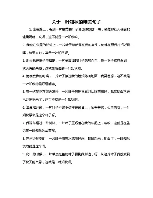 关于一叶知秋的唯美句子