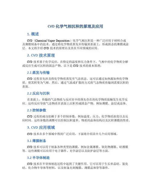 cvd化学气相沉积的原理及应用