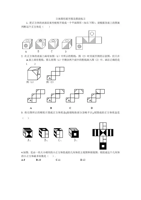 立体图形展开图及摆放练习