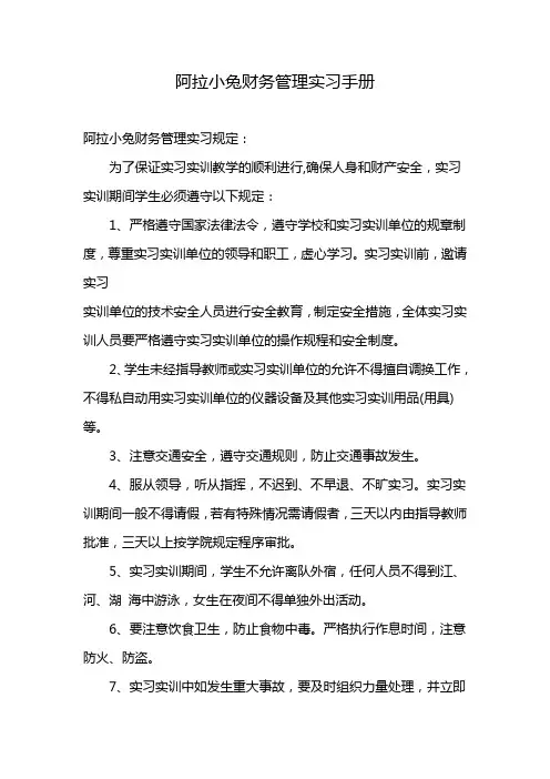 阿拉小兔财务管理实习手册