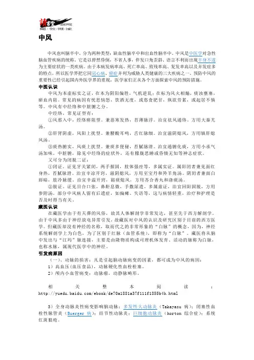 【头部疾病】 中风1