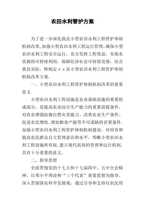 农田水利管护方案