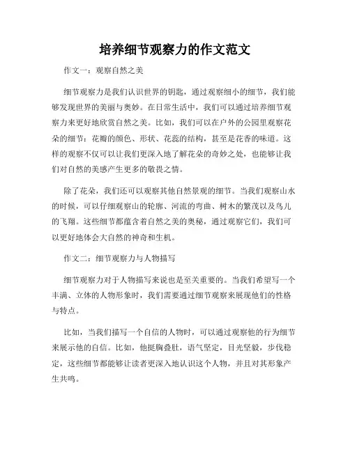 培养细节观察力的作文范文