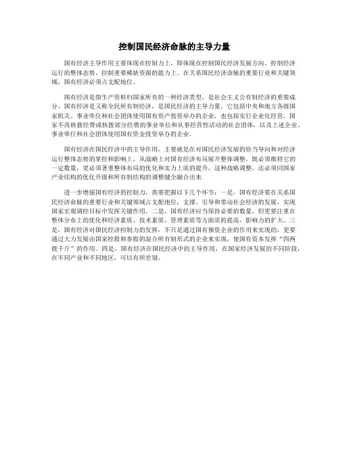 控制国民经济命脉的主导力量