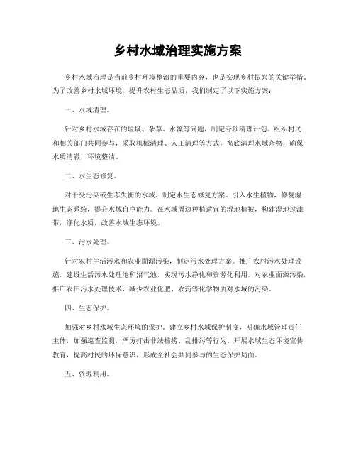 乡村水域治理实施方案