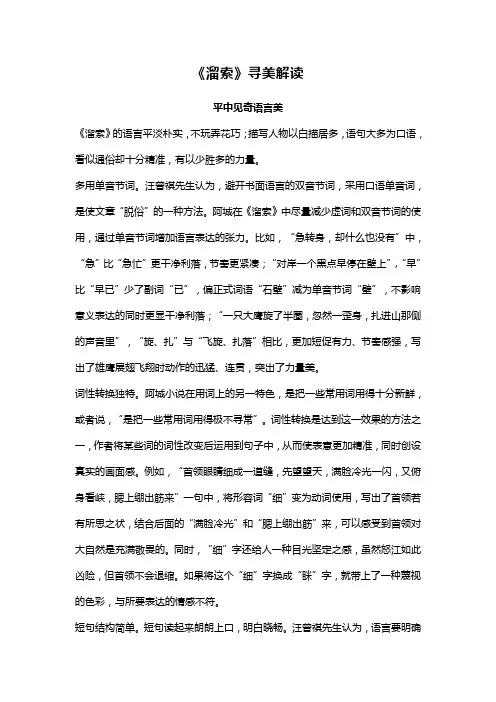 《溜索》寻美解读