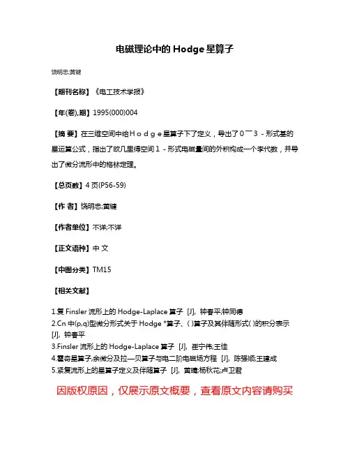 电磁理论中的Hodge星算子