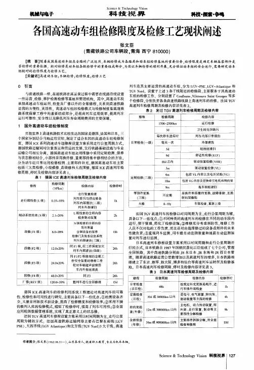 各国高速动车组检修限度及检修工艺现状阐述