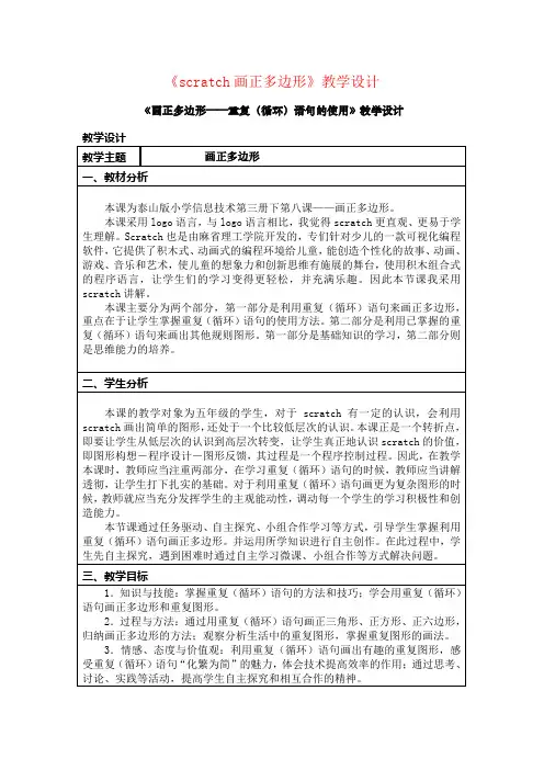 《scratch画正多边形》教学设计