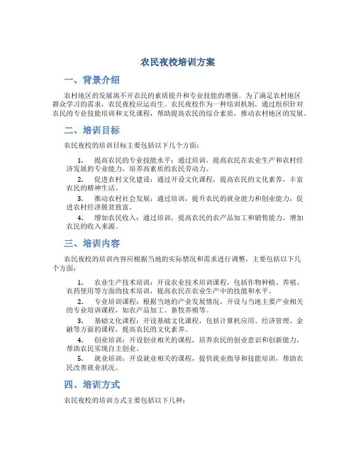农民夜校培训方案