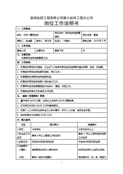 劳动定员定额管理岗.doc
