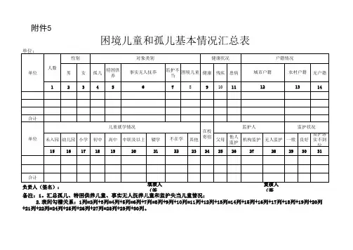 困境儿童和孤儿基本情况汇总表(修改)