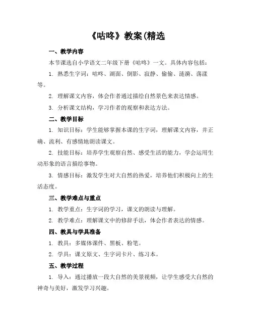 《咕咚》教案(精选