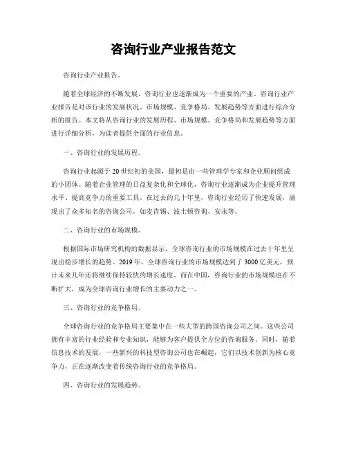 咨询行业产业报告范文