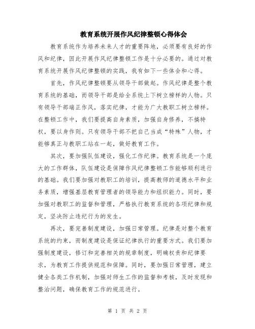 教育系统开展作风纪律整顿心得体会