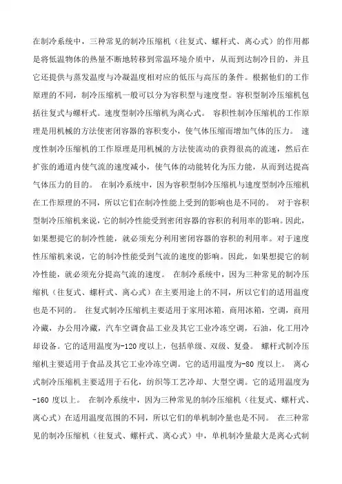 制冷压缩机(往复式、螺杆式、离心式)