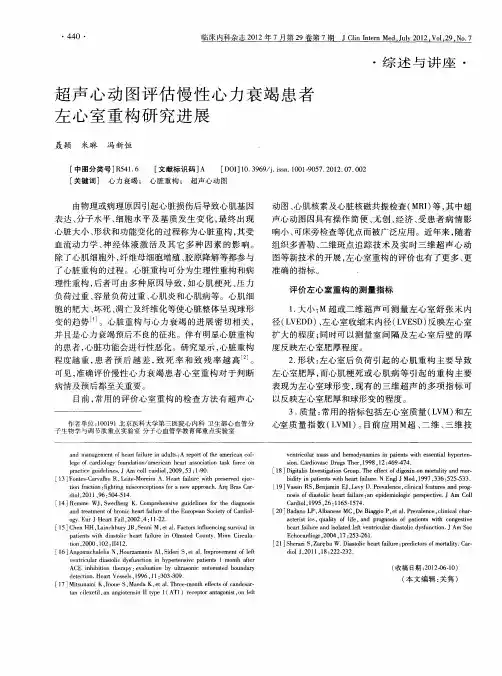 超声心动图评估慢性心力衰竭患者左心室重构研究进展