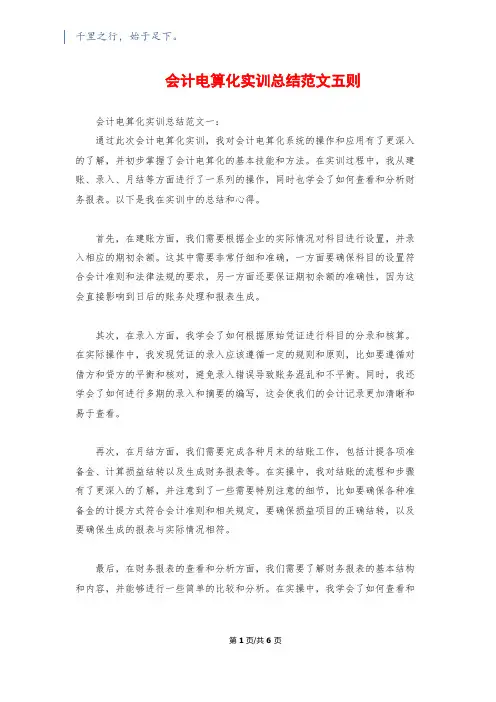 会计电算化实训总结范文五则