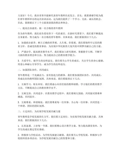 青年教师培训讨论发言稿