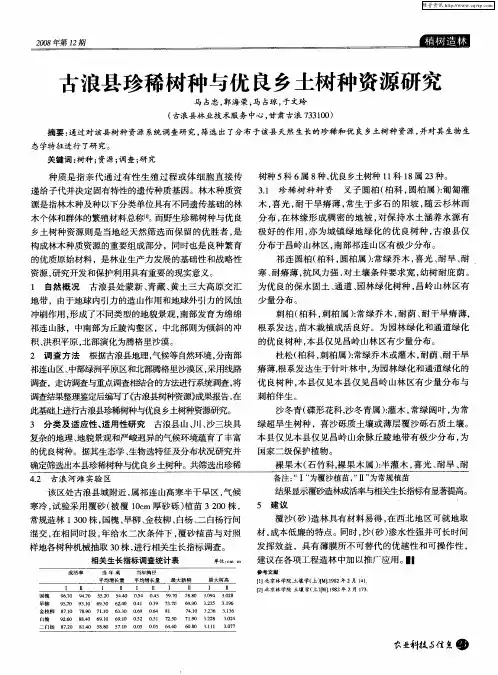 古浪县珍稀树种与优良乡土树种资源研究