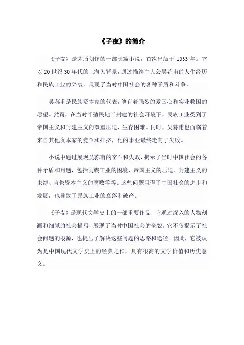 《子夜》的简介