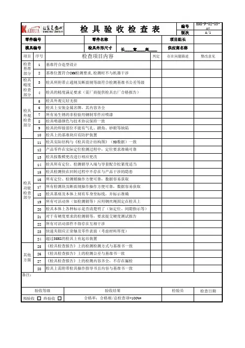 检具验收检查表