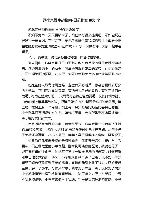 游北京野生动物园-日记作文800字
