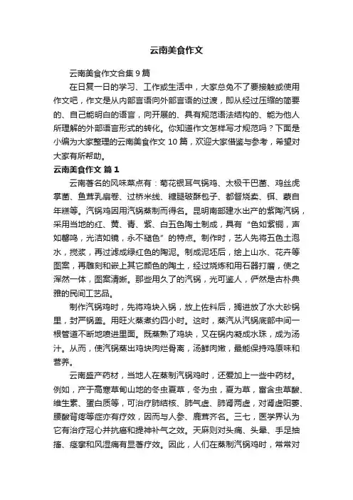 云南美食作文