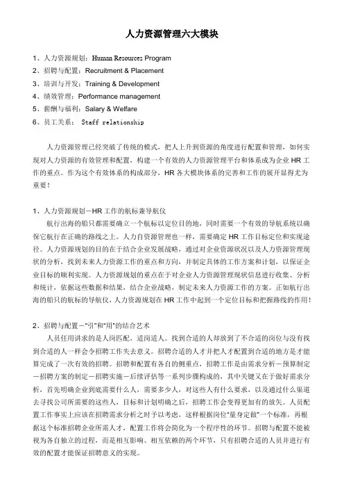 人力资源管理六大模块