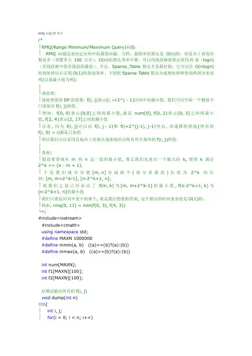 [极力推荐]RMQ问题ST算法