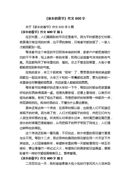 关于《家乡的春节》作文600字6篇