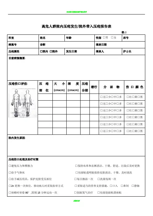 压疮评估报告／护理记录表