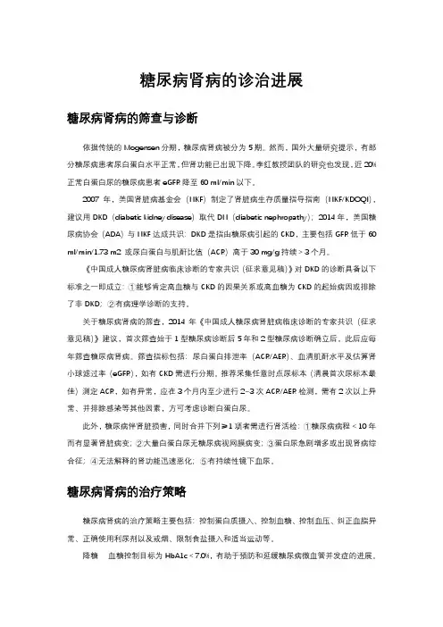 文献综述-糖尿病肾病的诊治进展