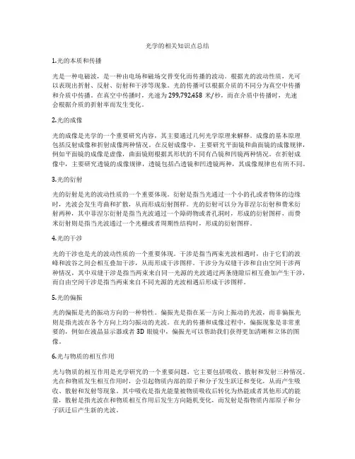 光学的相关知识点总结