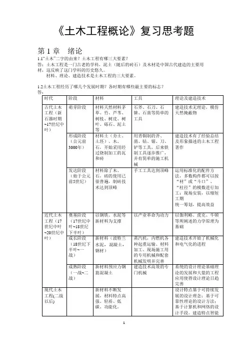 土木工程概论思考题汇总