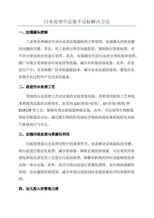 污水处理中总氮不达标解决方法