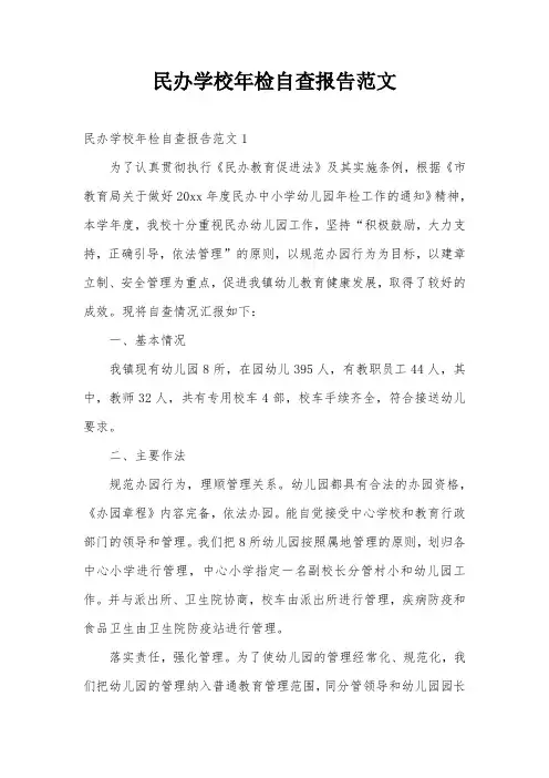 民办学校年检自查报告范文