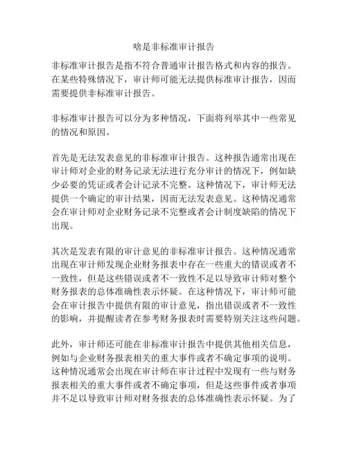啥是非标准审计报告