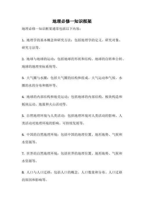 地理必修一知识框架
