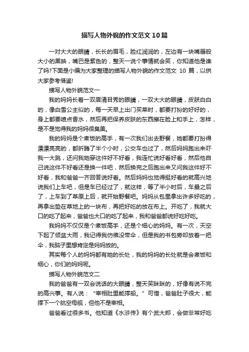 描写人物外貌的作文范文10篇