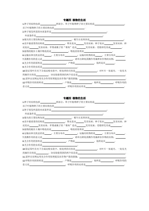 专题四 复习提纲