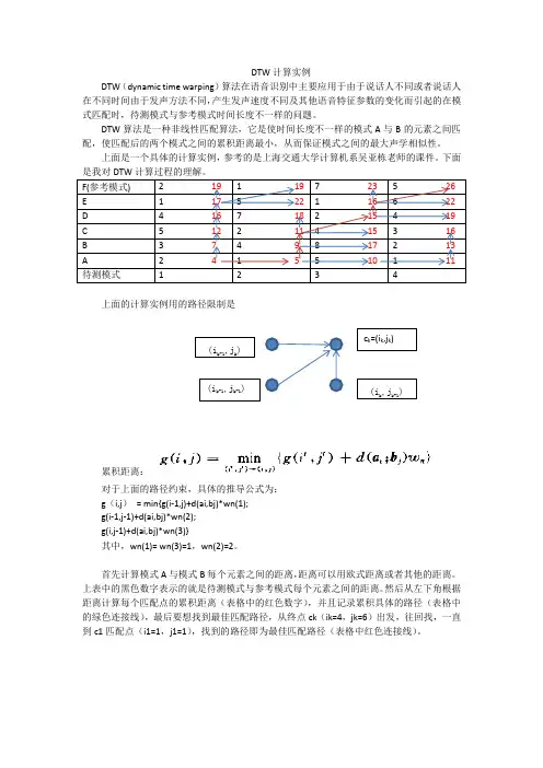 DTW计算实例