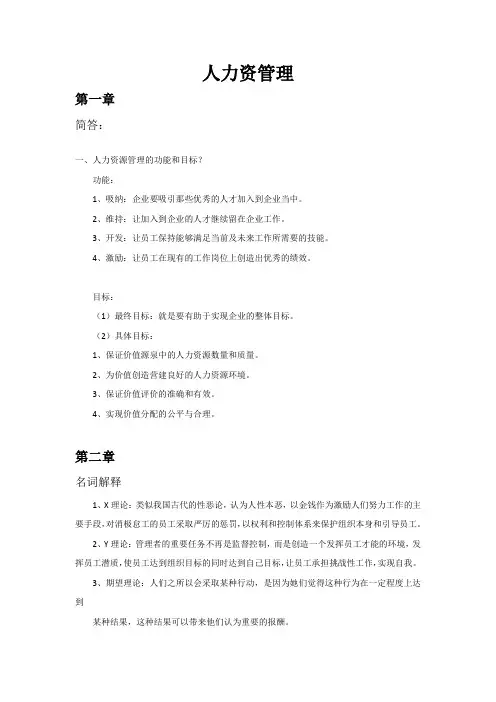 人力资源管理范围