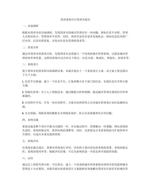菏泽系统可行性研究报告