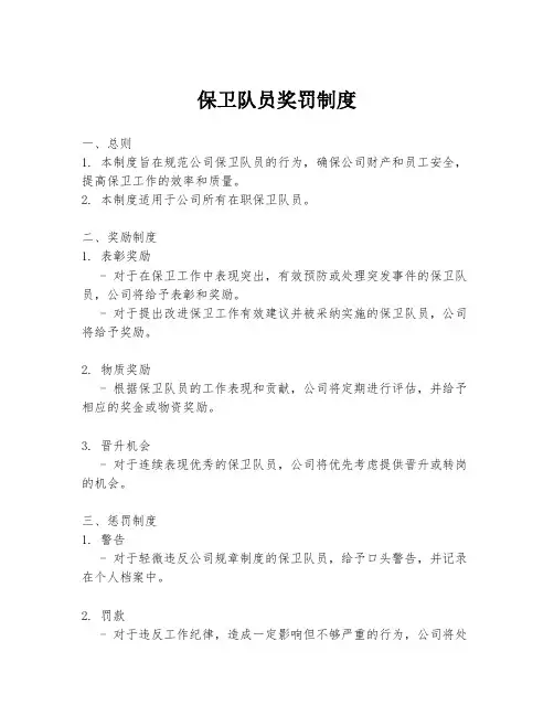 保卫队员奖罚制度