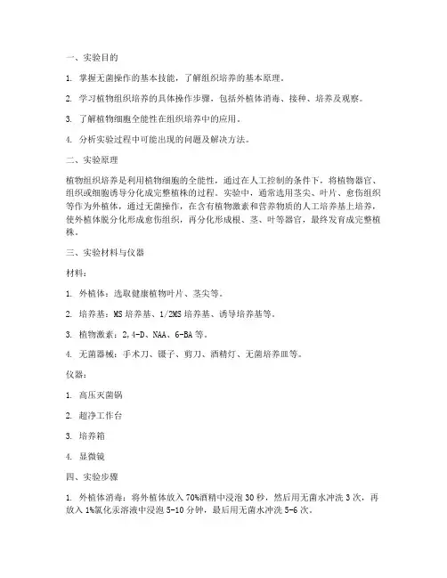 组织培养_实验报告